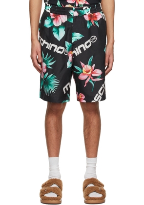 Moschino Black Hibiscus Print Swim Shorts