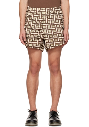 Connor McKnight Brown & Beige Checkerboard Shorts