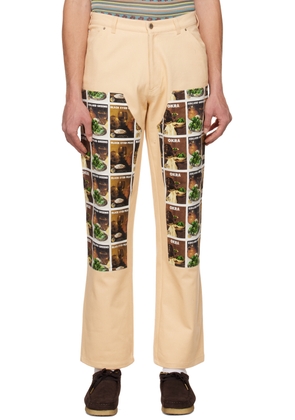 Sky High Farm Workwear Beige Denim Tears Edition Knee Patch Jeans