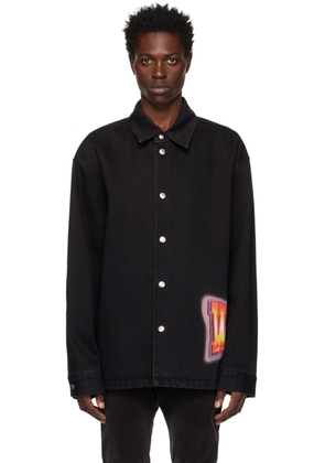We11done Black Loose Fit Denim Shirt
