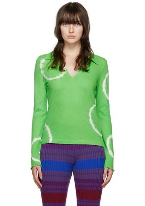 The Elder Statesman Green Tie-Dye Polo