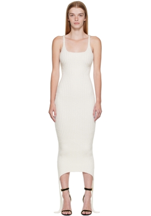 Balmain Off-White Ribbed Midi Dress