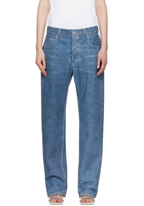 Bottega Veneta Blue Printed Leather Pants