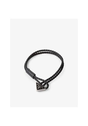 Prada Brand-Plaque Braided Leather Bracelet