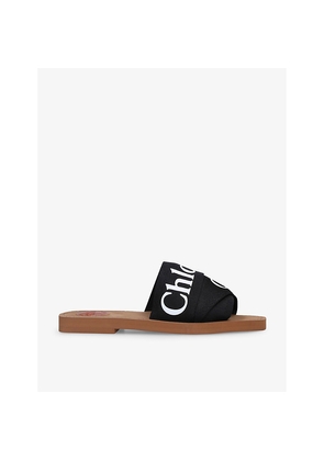Womens Chloe Woody Logo-Print Canvas Sandals