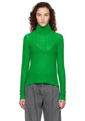 Song for the Mute Green Floral Turtleneck