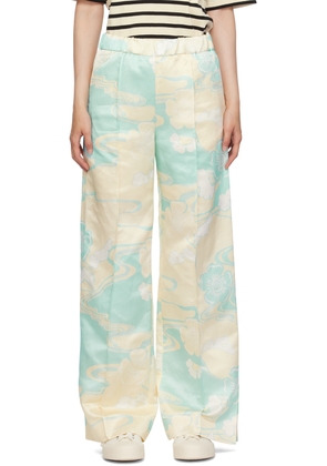 Jil Sander Off-White & Blue Graphic Trousers