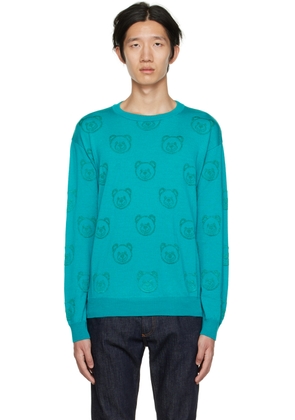 Moschino Green Allover Teddy Sweater