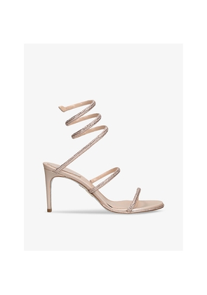 Womens Rene Caovilla Cleo 80 Crystal-Embellished Leather Heeled Sandals