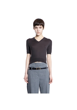 V-Neck Wool Short Sleeve Sweater