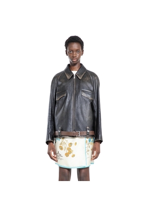 Leather blouson jacket