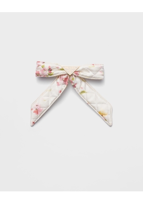 Floral-print satin hair clip