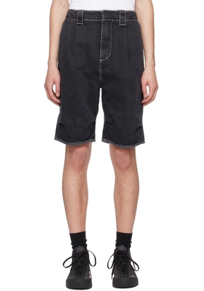SUNNEI Black Pleated Denim Shorts