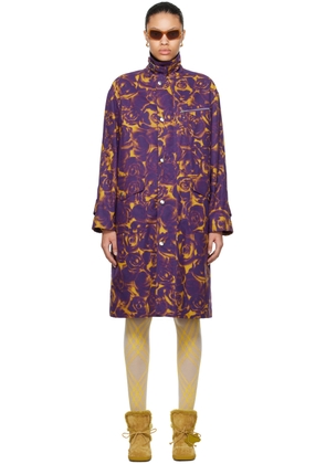 Burberry Purple & Yellow Rose Print Coat