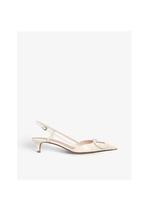 Womens Valentino Garavani Vlogo 40 Pointed-Toe Leather Slingback Courts