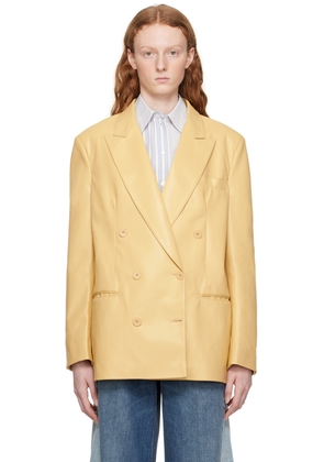 Stella McCartney Yellow Oversized Faux-Leather Blazer