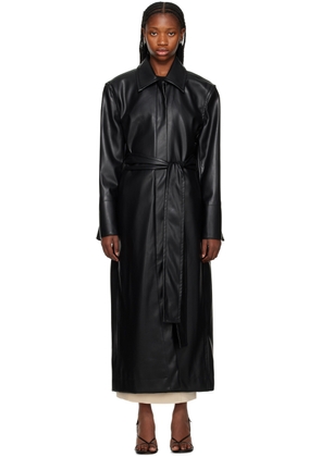 Esse Studios Black Classico Trench Faux-Leather Coat