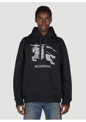 Burberry Embroidered Ekd Cotton Hooded Sweatshirt - Man Sweatshirts Black Xxl