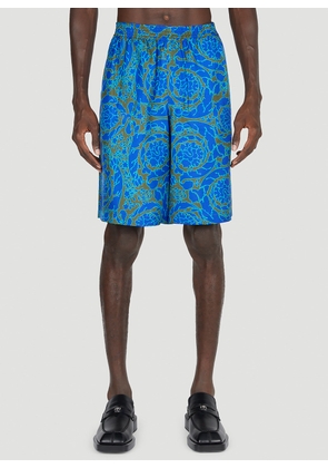Versace Baroque Silk Shorts - Man Shorts Blue Eu - 48