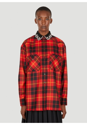 Gucci Beaded Collar Check Shirt - Woman Shirts Red It - 42