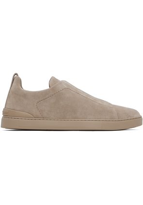 ZEGNA Taupe Triple Stitch Sneakers