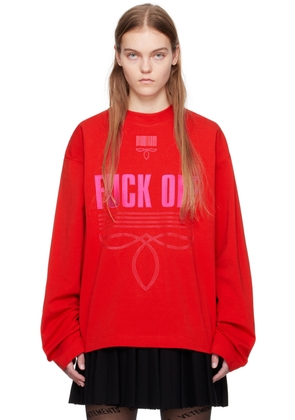 VTMNTS Red Embroidered Long Sleeve T-Shirt