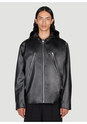 MM6 Maison Margiela Leather Hooded Jacket - Man Jackets Black L