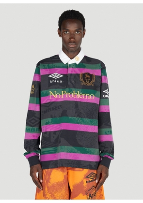 Aries x Umbro Stripe Print Rugby Shirt - Man Polo Shirts Black S
