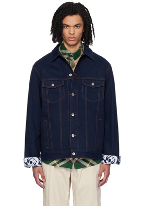 Burberry Navy Flocked Denim Jacket
