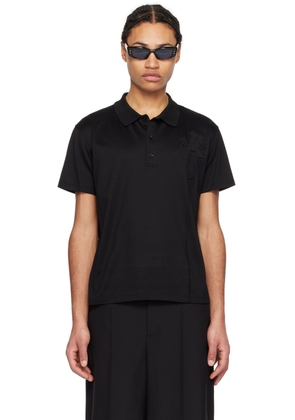 Valentino Black Floral Appliqué Polo