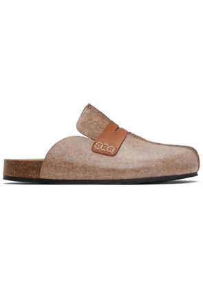 JW Anderson Beige Laminated Felt Loafer Mules