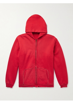 A.PRESSE - Vintage Cotton-Jersey Zip-Up Hoodie - Men - Red - 1