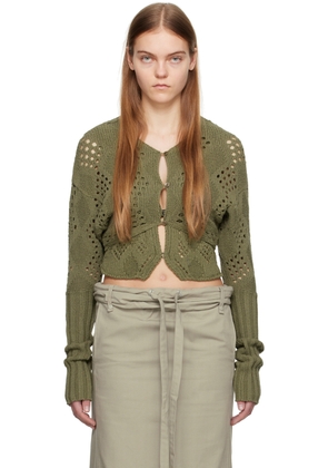 OPEN YY Khaki Argyle Cardigan