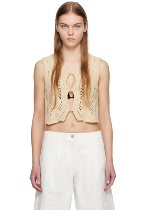 OPEN YY Beige Argyle Vest