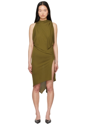 AARON ESH Khaki Semi-Sheer Minidress