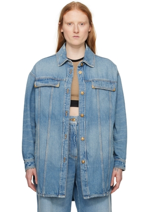 Palm Angels Blue Faded Denim Jacket