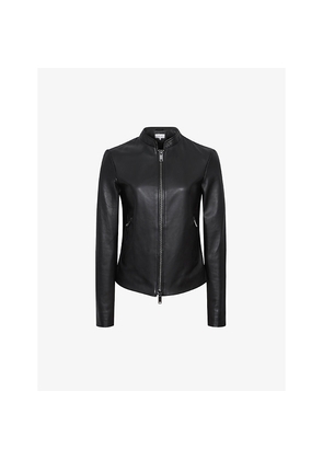 Womens Reiss Allie Slim-Fit Leather Biker Jacket