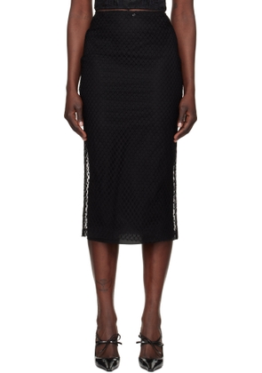 Dolce & Gabbana Black Mesh Calf-Length Pencil Midi Skirt