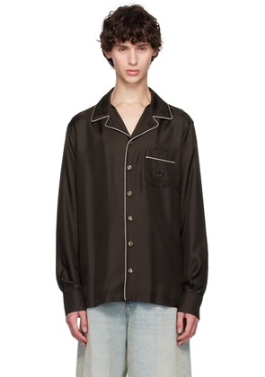 Dolce & Gabbana Brown DG Embroidery Shirt
