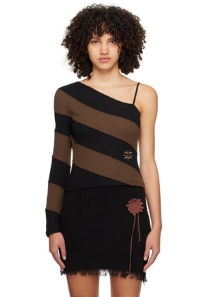 Kijun Brown & Black Oblique Long Sleeve T-Shirt