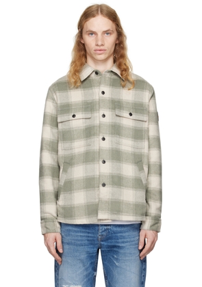 BOSS Off-White & Green Brushed Overshirt