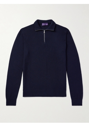 Ralph Lauren Purple Label - Silk and Cotton-Blend Half-Zip Sweater - Men - Blue - S