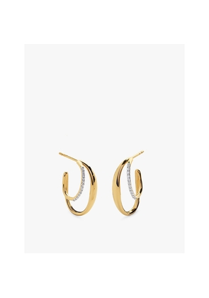 Womens Monica Vinader Nura Wrap Medium 18ct Yellow Gold-Plated Vermeil Sterling-Silver and 0.114ct Brilliant-Cut Lab-Grown Diamond Hoop Earrings