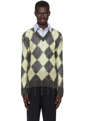 Marni Gray & Yellow Argyle Sweater