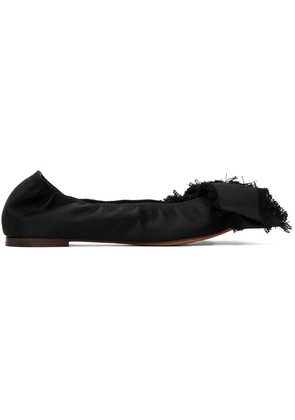 Lanvin Black Satin Bow Ballerina Flats