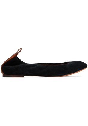 Lanvin Black Suede Ballerina Flats