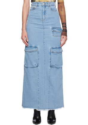 GCDS Blue Ultracargo Denim Maxi Skirt