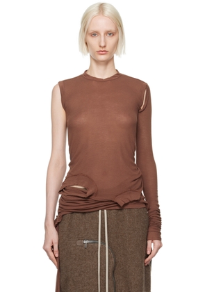 Rick Owens Brown Porterville Cropped Banana Long Sleeve T-Shirt