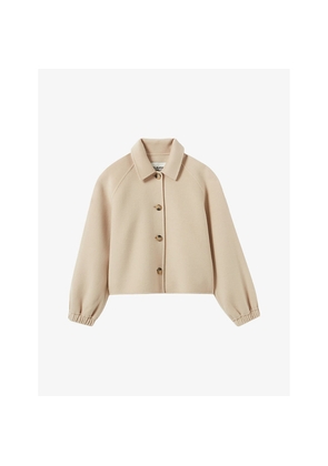 Womens Claudie Pierlot Fitted-Cuff Cropped Wool-Blend Jacket