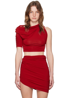 JACQUEMUS Red Les Rayures 'Le haut Drapeado' T-Shirt